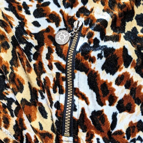 Vintage Anney Leopard Print Jacket Womens L Velour Mob Wife Grandmacore Animal - Picture 4 of 8